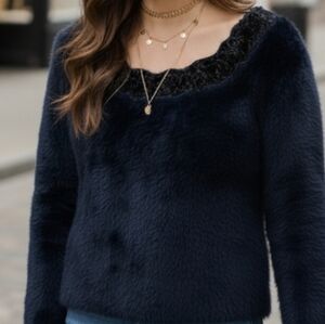 Crocheted Neckline Romantic Free People Sweater Size M